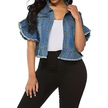 vunahzma Women's Ripped Denim Jacket - Chic and Stylish Oversized