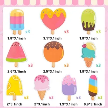 Xqumoi 30 Pack Ice Cream Sticky Notes for Kids and Parties