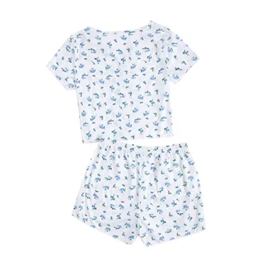 Verdusa Women's Floral Pajama Set Comfortable Loungewear