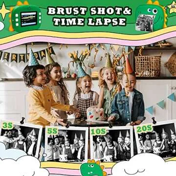 WQ Kids Camera Instant Print, 1080P Dinosaur Digital Print Camera for Kids with Dual Lens,Selfie Video Camera with Phone Connected,Instant Print Camera for Boys Girls 3-12