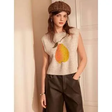 CIDER Women’s Knit Sweater Vest with Pear Graphic