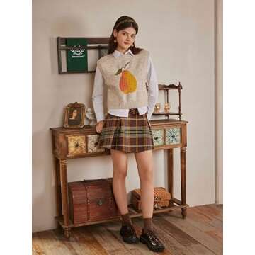 CIDER Women’s Knit Sweater Vest with Pear Graphic