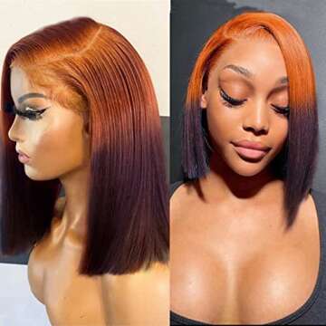 Cute Fairy Ombre Ginger Orange Bob Lace Front Wig