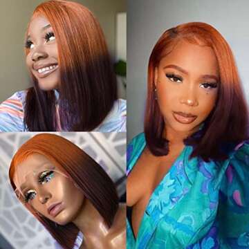 Cute Fairy Ombre Ginger Orange Bob Lace Front Wig