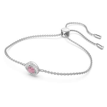 Swarovski Una Angelic Bracelet, with Pink and Clear Crystals, Rhodium Plated Chain and Bolo Style Ad...