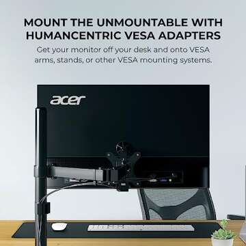 HumanCentric VESA Mount Adapter Bracket, VESA Adapter Compatible with Acer Monitor R240HY bidx, R221Q, R271, SB220Q, R241Y, RT240Y, RT270, SA220Q, SA230 bi, SA240Y, SA270 Bbix, SB230, SB240Y
