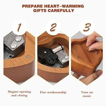 Four Leaf Clover Lucky Wooden Music Box Vintage Heart Shaped Wind Up Musical Box Toys Gifts