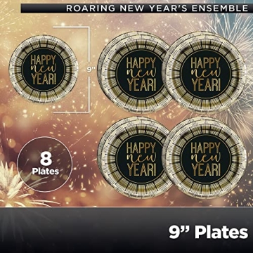 Unique Happy New Year Dinnerware Bundle for 8