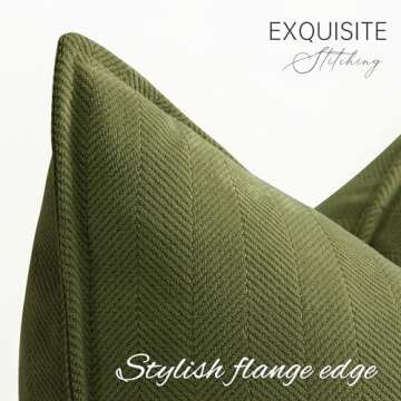 ZWJD Olive Green Pillow Covers 18x18 Set of 2 Chenille Throw Pillow Covers with Elegant Design Soft ...