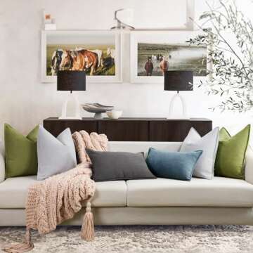 ZWJD Olive Green Pillow Covers 18x18 Set of 2 Chenille Throw Pillow Covers with Elegant Design Soft and Luxurious Decorative Throw Pillows for Couch, Bed, and Home Decor