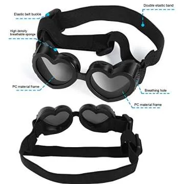 IKUSO Dog Sunglasses Small Breed,UV Protection Dog Sunglasses with Adjustable Strap, Heart Dog Goggl...