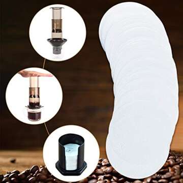 Outus 500 Pieces Replacement Paper Filters Compatible with Aeropress Coffee Makers Round 2.5 Inch Paper Filters Disposable for Espresso Coffee Makers (White)