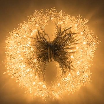 AWQ 100 LED Snowflake String Lights - 49 FT Fairy Lights