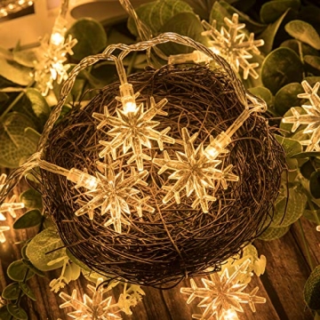 AWQ 100 LED Snowflake String Lights - 49 FT Fairy Lights