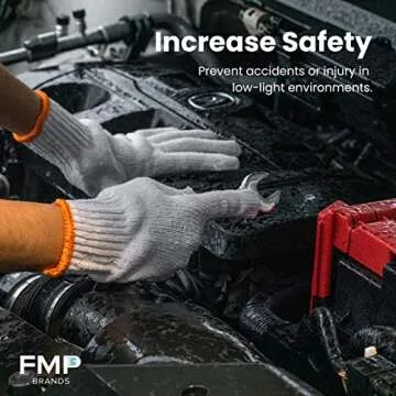 FMP Brands 12 Pairs Knitted White Cotton Gloves, Safety Cotton Work Gloves Men Women, Bulk Cloth Gloves, Elastic Cotton Glove Liners BBQ Protection for Construction Industrial Warehouse Gardening