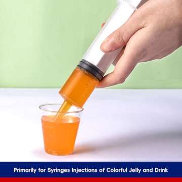 60 PACK 2 oz Party Jelly Syringes Shot, BPA Free, Washable, Durable Big Springe for Jelly Shot for Halloween, Thanksgiving Day, Christmas Bachelorette Parties