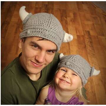 Ypser Cute Bull Horn Beanie Cap Handmade Knitted Crochet Viking Beanie