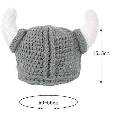 Ypser Cute Bull Horn Beanie Cap Handmade Knitted Crochet Viking Beanie