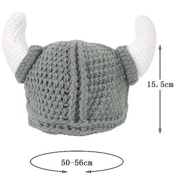 Ypser Cute Bull Horn Beanie Cap Handmade Knitted Crochet Viking Beanie