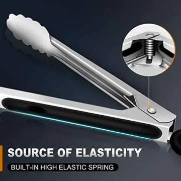 Eddeas Grill Tongs, Bbq tongs - 12" and 17 Inch Extra Long Kitchen Tongs, Heat Resistant 600 Degrees Stainless Steel tongs, Metal Locking Tongs for Cooking, Grilling, Outdoor Barbecue, Set of 2