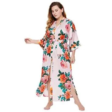 Elegant BABEYOND Satin Floral Kimono Robe - Versatile Comfort