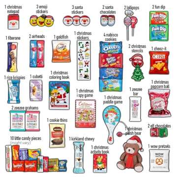 Christmas Care Package (50 Count) Candy Toys Snacks Cookies Bars Chips Holiday Stocking Stuffer Vari...