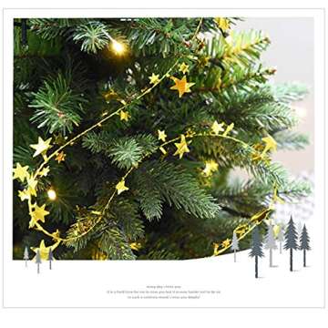 CCINEE 75 Feet Star Tinsel Garlands with Wire, Christmas Star Wire Garland Decorations for Xmas Tree Home Wedding Birtahday Party Festive Ornament, Golden, 3 Pack