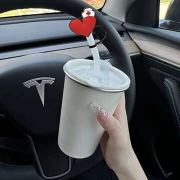 6pcs Straw Cover, Medical Silicone Straw Tips, Reusable Drinking Straw Cap Lids Cap, Dust-proof Stra...