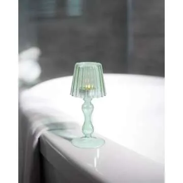 Gurfuy Desk Lamp Shaped Glass Candle Holder - Glass Hurricane Candleholder Crystal Decorative Candle Stand for Table Wedding Dinning Centerpieces Party Supplies Decor DarkGreen