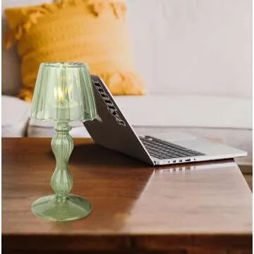 Gurfuy Desk Lamp Shaped Glass Candle Holder - Glass Hurricane Candleholder Crystal Decorative Candle Stand for Table Wedding Dinning Centerpieces Party Supplies Decor DarkGreen