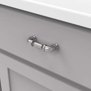 Hickory Hardware 1 Pack Solid Core Kitchen Cabinet Pulls, Luxury Cabinet Handles, Hardware for Doors & Dresser Drawers, 3 Inch Hole Center, Black Nickel Vibed, Pipeline Collection