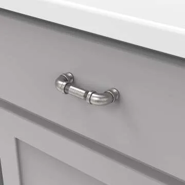Hickory Hardware 1 Pack Solid Core Kitchen Cabinet Pulls, Luxury Cabinet Handles, Hardware for Doors & Dresser Drawers, 3 Inch Hole Center, Black Nickel Vibed, Pipeline Collection