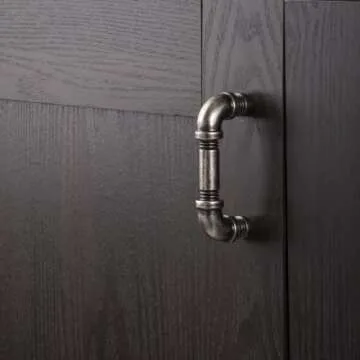 Hickory Hardware 1 Pack Solid Core Kitchen Cabinet Pulls, Luxury Cabinet Handles, Hardware for Doors & Dresser Drawers, 3 Inch Hole Center, Black Nickel Vibed, Pipeline Collection