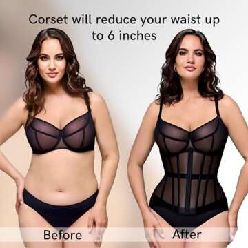 Mesh Corset Waist Trainer for Women - Underbust Corset Lace Up - Waist Cincher Shapewear - Body Shap...