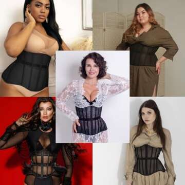 Mesh Corset Waist Trainer for Women - Underbust Corset Lace Up - Waist Cincher Shapewear - Body Shaper (Black, Small)