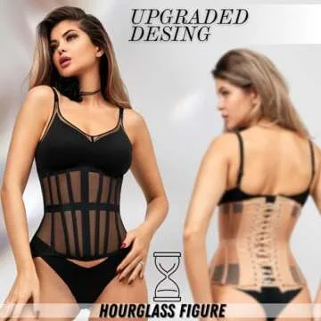 Mesh Corset Waist Trainer for Women - Underbust Corset Lace Up - Waist Cincher Shapewear - Body Shaper (Black, Small)