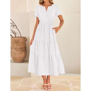 ZESICA Women's Elegant Summer Midi Dress with Pockets