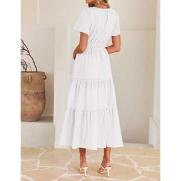 ZESICA Women's Elegant Summer Midi Dress with Pockets