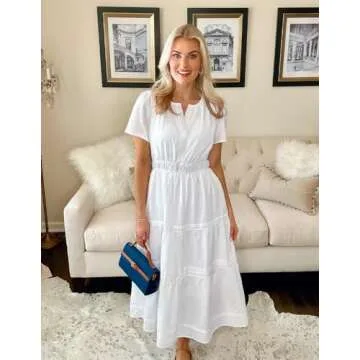 ZESICA Women's Elegant Summer Midi Dress with Pockets