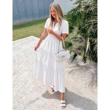 ZESICA Women's Elegant Summer Midi Dress with Pockets