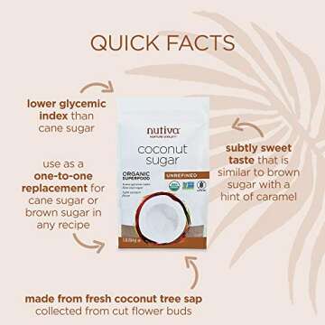 Nutiva Organic Granulated Coconut Sugar, 1 Pound (Pack of 3), USDA Organic & Non-GMO, Vegan & Gluten-Free, Low-Fructose Sugar Alternative for Coffee, Tea & Baking