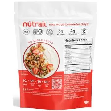 NuTrail Nut Granola Cereal, Vanilla Strawberry, No Sugar Added, Keto, Low Carb, Gluten Free, Grain F...