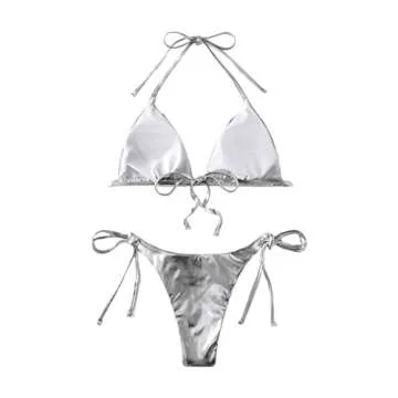SweatyRocks Women's Metallic Two Piece Bikini - Stylish Comfort for Summer