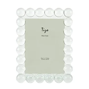TIZO Design 5x7 Crystal Clear Glass Picture Frame - Boutique Quality with Bubbles