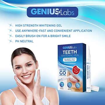 GENIUS Teeth Whitening Pen 4mL, Effective, Painless, No Sensitivity, Travel-Friendly, Easy to Use, S...