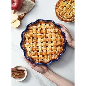 LE TAUCI Ceramic Deep Dish Pie Plates Set of 2 - 11 Inches