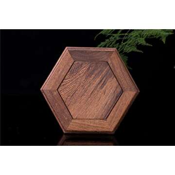 Beautiful Hand Craft Hexagon Rosewood Oriental Fishbowl Vase Stand 4.5"