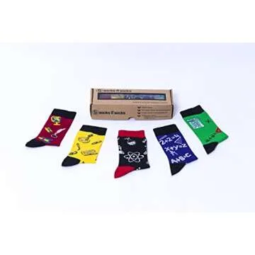 socks n socks-Kids 5-pair Fun Cool Cotton Colorful Science Socks Gift Box-Medium