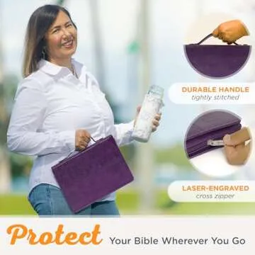 Christian Art Gifts Women's Fashion Bible Cover Faith Hebrews 11:1, Purple Paisley Faux Leather, Large