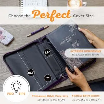 Christian Art Gifts Women's Fashion Bible Cover Faith Hebrews 11:1, Purple Paisley Faux Leather, Large